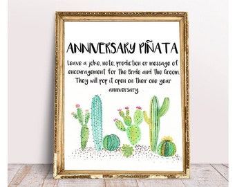 Anniversary Pinata, Wedding Pinata Leave a Joke, Idea or Dare for the Bride and Groom - 8x10 Mexican Party Printable Sign, Party Pinata