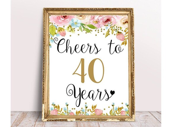 Wimpelkette 'Cheers To 40 Years' – Für 40. Geburtstag, Hochzeitstag, Ruhestand, Party-Deko & Fotohintergrund