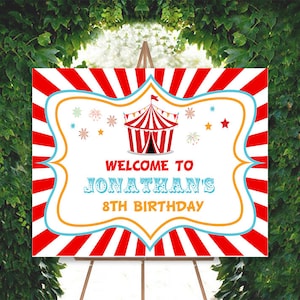 Editable Carnival Party Welcome Sign, Printable Circus Welcome Sign, Carnival Birthday Template, Circus Tent Party Welcome Sign, Red gift