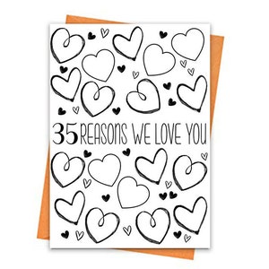 35th Birthday Card, Printable Birthday Card, 35th Birthday Printables, Greeting card printables, 35 Reasons We Love You Birthday Card Files