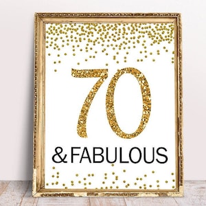 Rose Gold 70 and Fabulous Sign, Cheers to 70 Years, 70th Birthday Sign, Hello 70, Gold Birthday Sign, Happy 30th Birthday, printable files