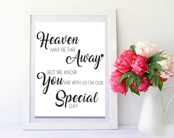 We Know You Would Be Here Today If Heaven Wasn't So Far Away Wedding memorial sign Memorial sign for wedding reception signs printable, file