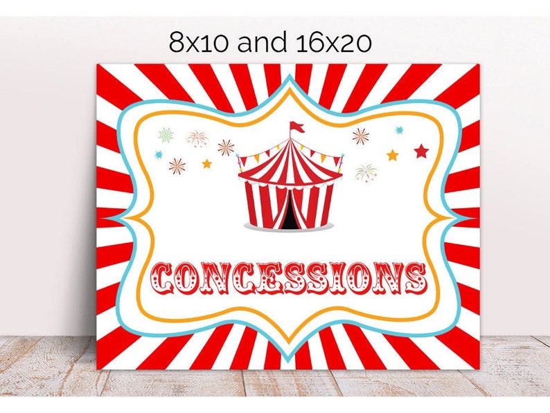 Carnival Party Concessions Sign Printable Circus Birthday - Etsy