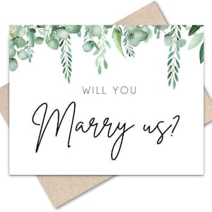 Wil je met ons trouwen kaart, zul je onze officiantkaart zijn, groen, afdrukbare officiantkaart, instant download wenskaart, groen bruiloft