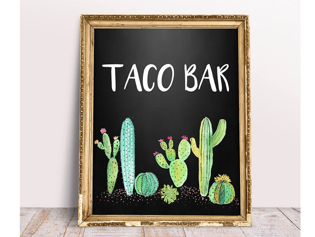 Taco Bar, Chalkboard Taco Bar Sign, Fiesta Bridal Shower, Fiesta Baby ...