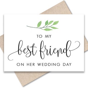 親友の結婚式当日に贈る結婚祝い 友人へのウェディングカード 花嫁へのウェディングカード 印刷可能な結婚式当日のカード 結婚式のグリーン