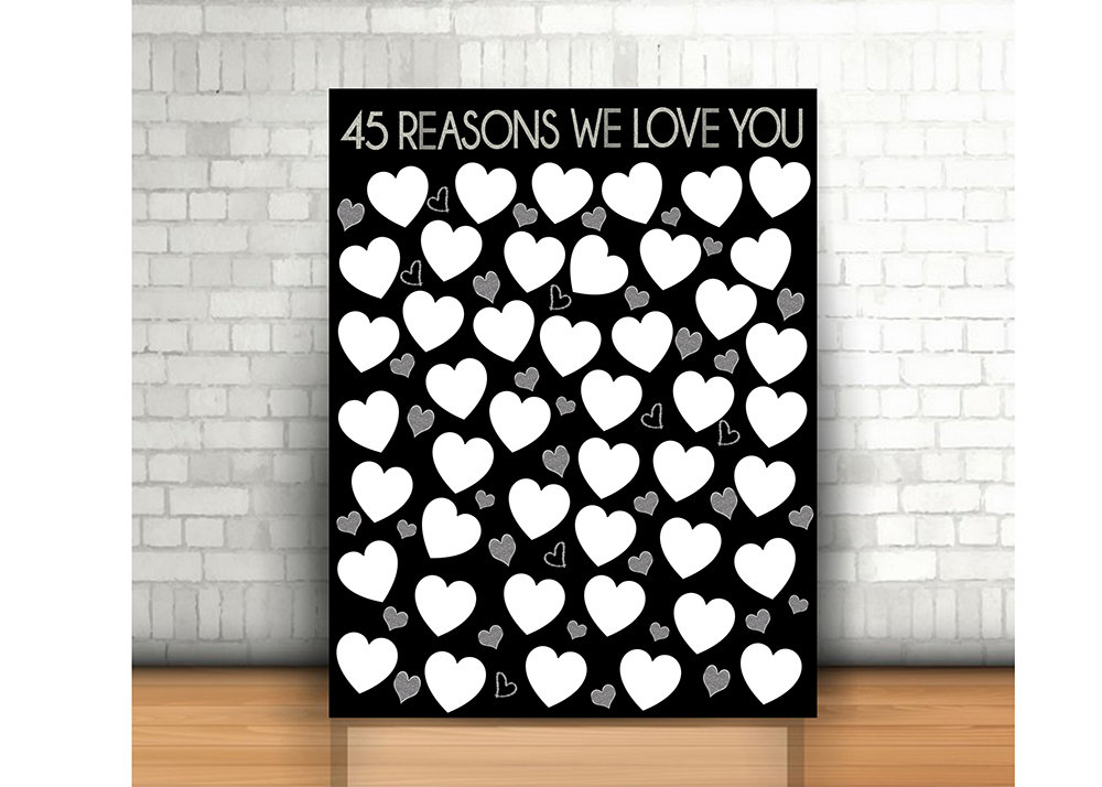 Silver 45 Reasons We Love You 8x10 11x14 11x17 16x20 