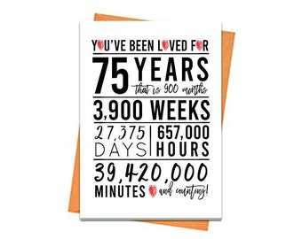 75th Birthday Card, Printable Birthday Card, 75th Birthday Printables, Greeting card printables, red 75th birthday, 75th heart birthday