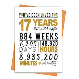Gold 17. Geburtstagskarte, Printable Geburtstagskarte, 17. Geburtstag Printables, Grußkarte Printables, 17. Geburtstag, 17. Herz Geburtstag