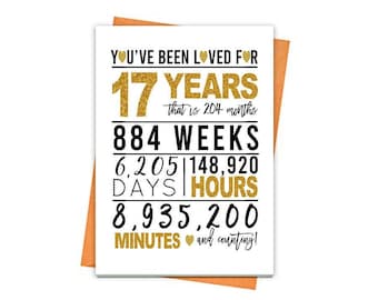 Tarjeta de cumpleaños 17 de oro, tarjeta de cumpleaños imprimible, imprimibles de cumpleaños 17, imprimibles de tarjetas de felicitación, 17 cumpleaños, 17 cumpleaños del corazón