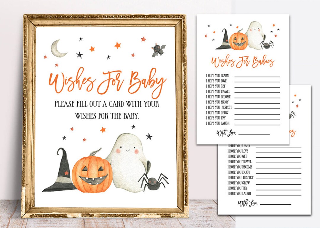 Halloween Baby Shower, Printable Baby Shower, Wishes for Baby, Baby