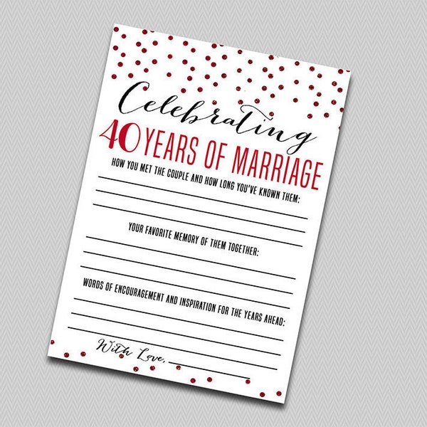 Printable anniversary party sheets - Ruby Red - 40th anniversary -Ruby Red Anniversary - 40th wedding anniversary game - printable