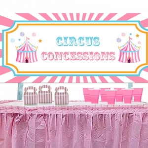 Rosa Zirkus-Konzessionsposter, druckbar, rosa Karnevals-Geburtstags-Konzessionsschild, rosa Geburtstag, Kreismesse, Mädchengeburtstag, Party-Dekor