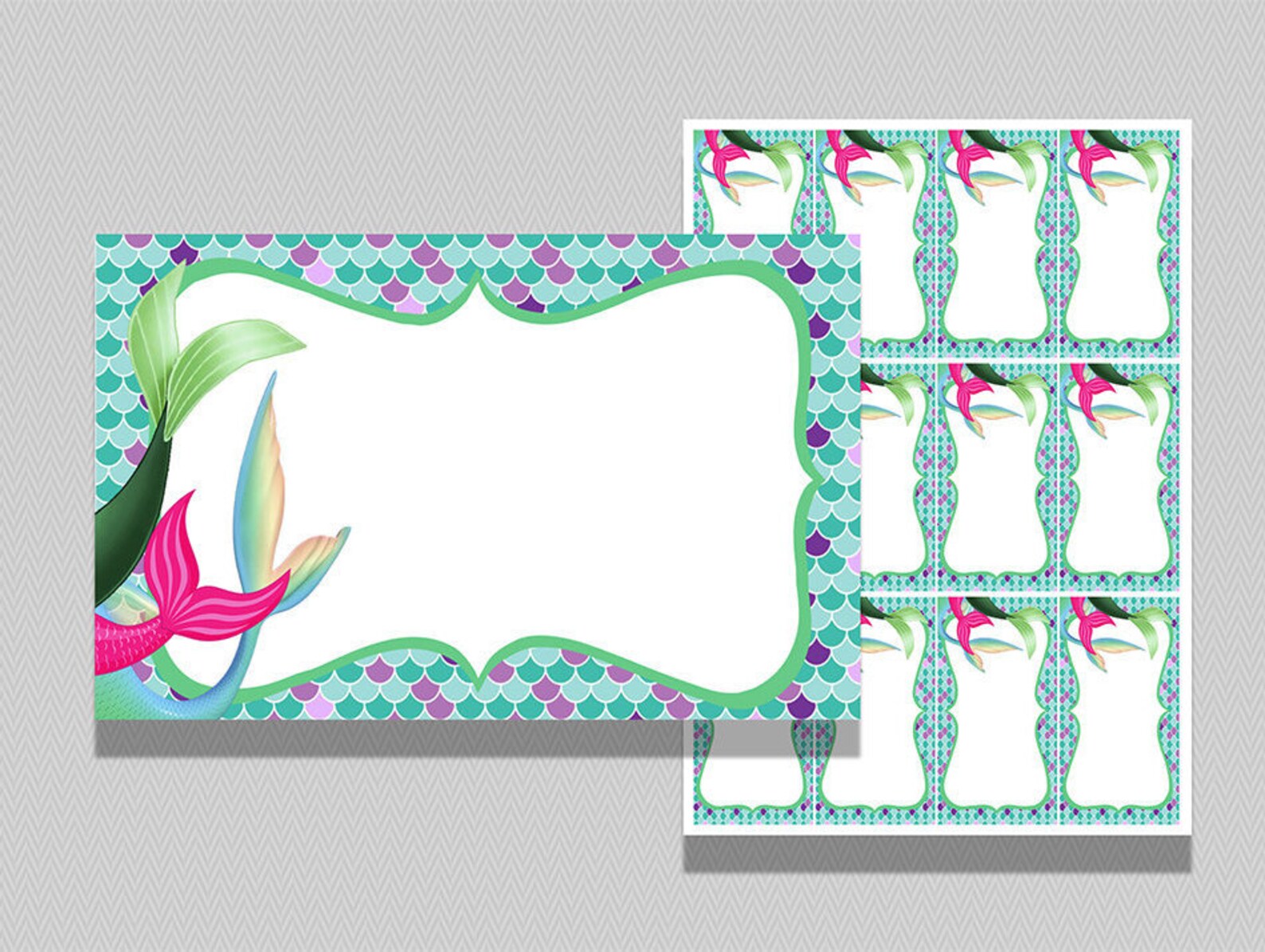 Mermaid name tags Mermaid labels Mermaid place cards | Etsy