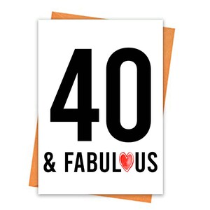 40th Birthday Card, Printable Birthday Card, 40th Birthday Printables, Greeting card printables, red 40th birthday, 40th heart birthday,file