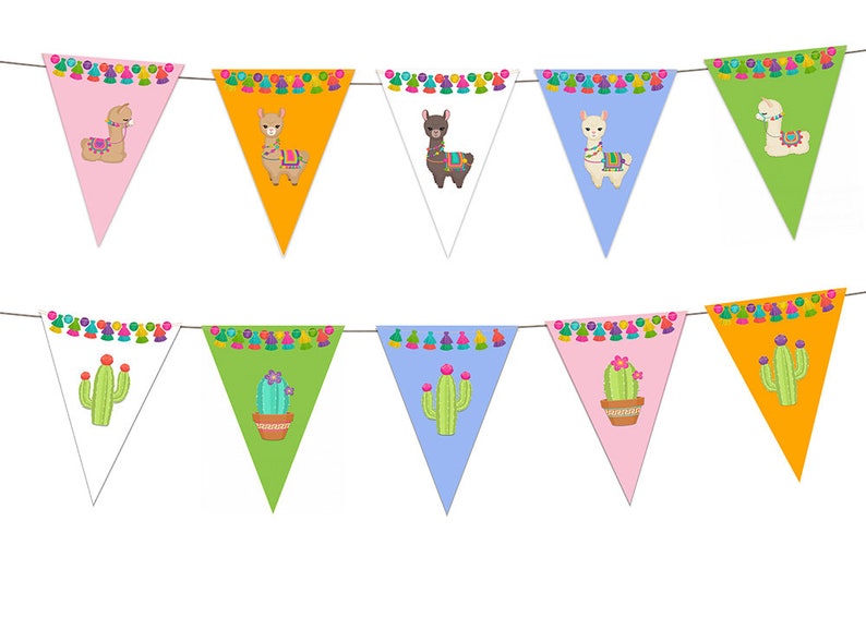 Llama Alpaca party banner Cactus Party Banner Printable | Etsy