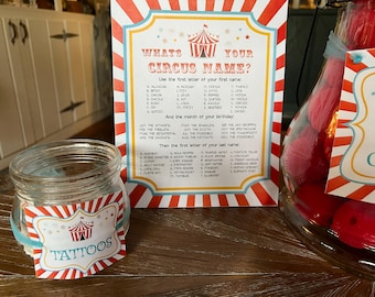 Editable Circus Name Sign - Printable Carnival Tent Sign - Customizable Party Decor - Instant Downloadable File - Instant - Birthday Gift