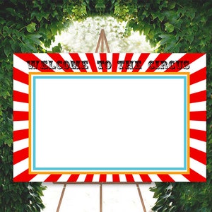 Circus Birthday Photo Prop, Printable, INSTANT DOWNLOAD, Carnival Photo Booth Frame, Digital Frame, Carnival Birthday Decoration, Red White