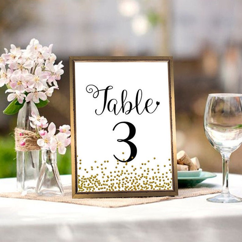 Table Numbers At Target Table Numbers, Printable Table Numbers, Confetti Table Numbers, Gold ...
