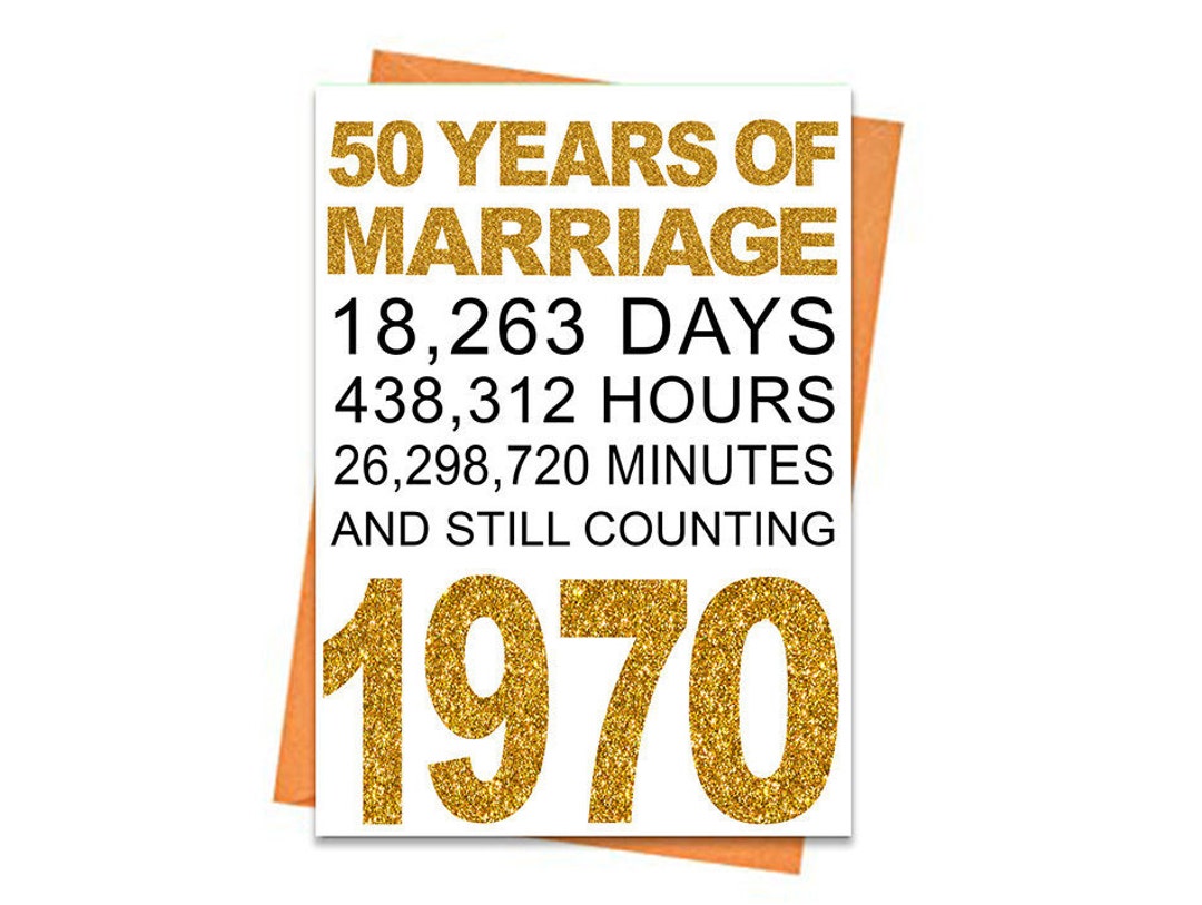 Gold 50th Wedding Anniversary Card, Printable Anniversary Card, 50th ...