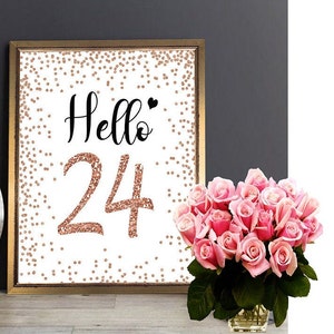 24th Birthday Signs Bundle, Cheers to 24 Years, Hello 24, Happy 24th Birthday, Rose Gold 24th Birthday Signs, 24th Anniversary Signs Pack image 4