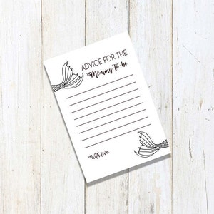 Afdrukbaar advies voor de aanstaande mama, zeemeerminadvies voor de aanstaande mama, zwart-wit advies voor de mama, zeemeerminadvieskaart, douche