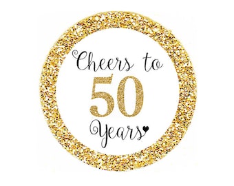 Cheers to 50 Years Cupcake Toppers, 50th Birthday favor tags, 50th Anniversary Decor, Funny Birthday Party Decorations, Milestone Birthday