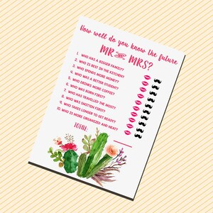 Bridal Shower Game, how well do you know the bride and groom, Printable Bridal Shower Games, Bridal Shower Game instant download