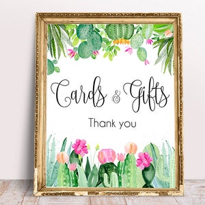 Kaarten en geschenken bord, sappige kaarten en geschenken, cactuskaarten en geschenken, afdrukbare kaarten en geschenkbord, doucheborden, kaarten downloadbord