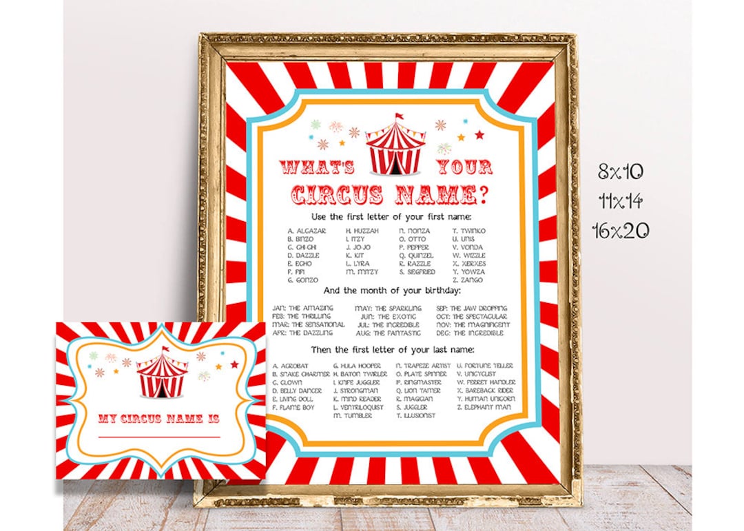 circus-name-sign-and-card-printable-circus-names-poster-what-s-your-circus-name-birthday-decor-party-decor-carnival-birthday-gift-etsy