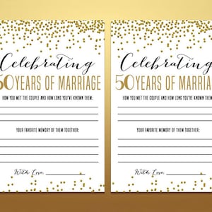 Printable anniversary party sheets - Printable - Gold 50th - 50th anniversary - Golden anniversary - 50th wedding anniversary - Milestone