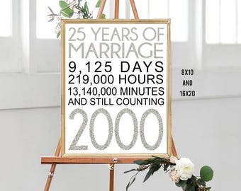 Happy 25th Anniversary, Cheers to 25 Years, 25th Wedding Anniversary, Silver confetti Anniversary Party Decoration, Anniversary gift, 2000