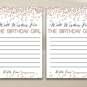 Well wishes for the birthday girl, Advice for the birthday girl, Rose Gold Birthday, Birthday party game, Printable Gold Birthday Game File