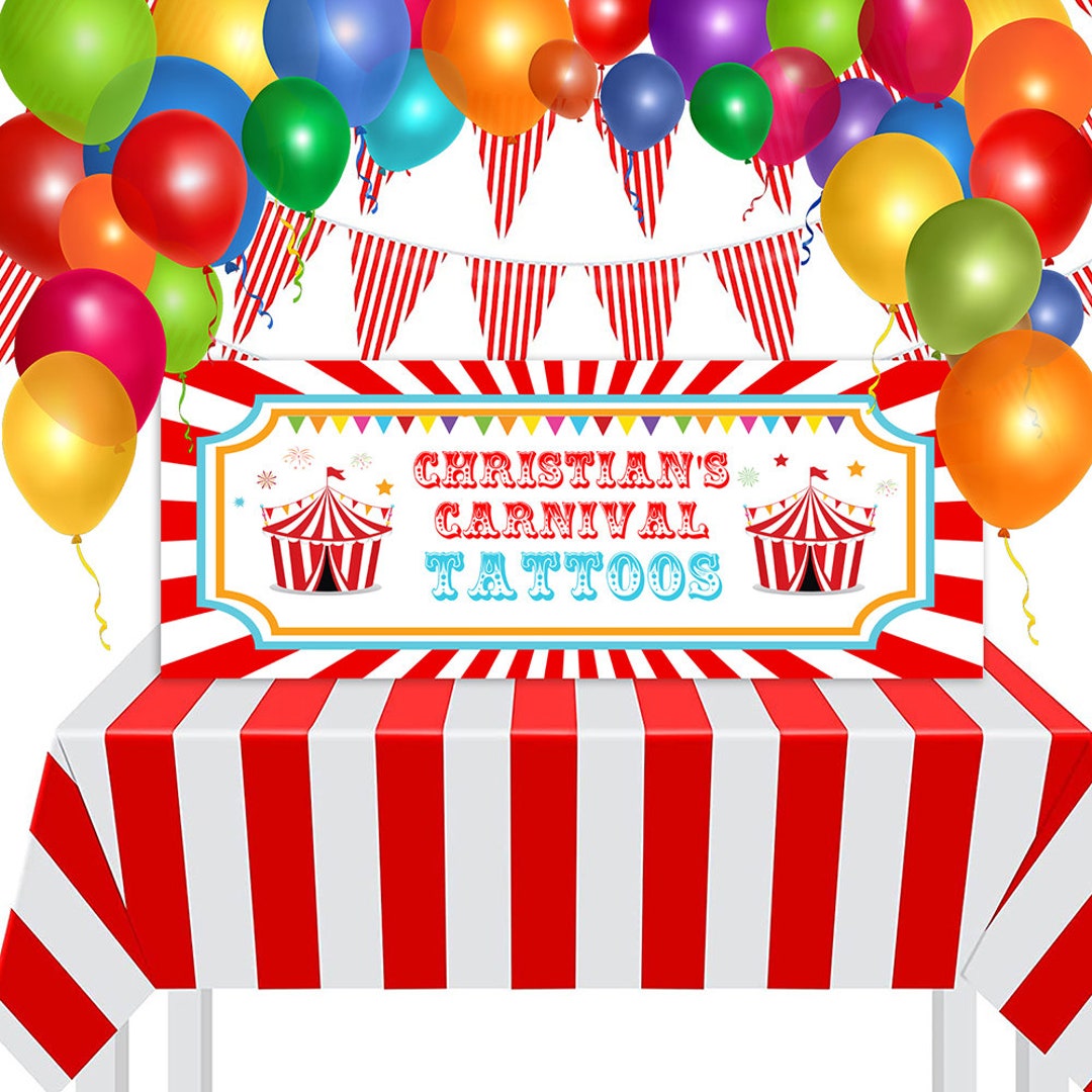 Carnival Birthday Party Printable Sign, Editable Carnival Tattoos Sign ...
