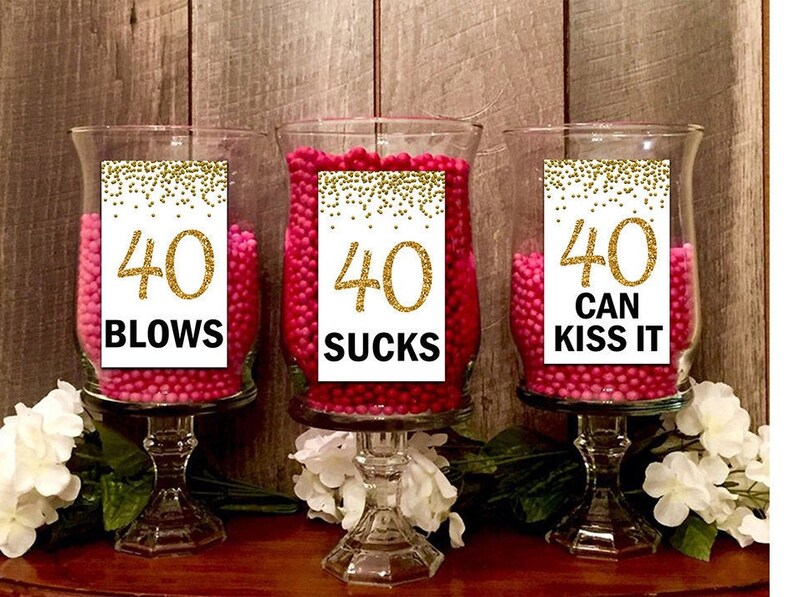 Gold 40th Birthday PRINTABLE Table Decoration 40 Sucks 40 | Etsy