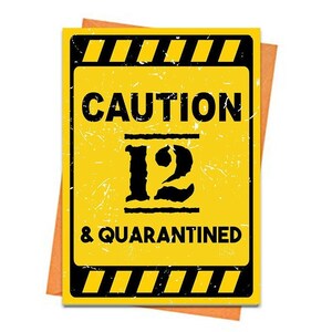 Tarjeta de cumpleaños divertida, tarjeta de cumpleaños número 12 imprimible, tarjeta de felicitación temática, para un amigo, feliz cumpleaños desde una tarjeta de distancia social imprimible
