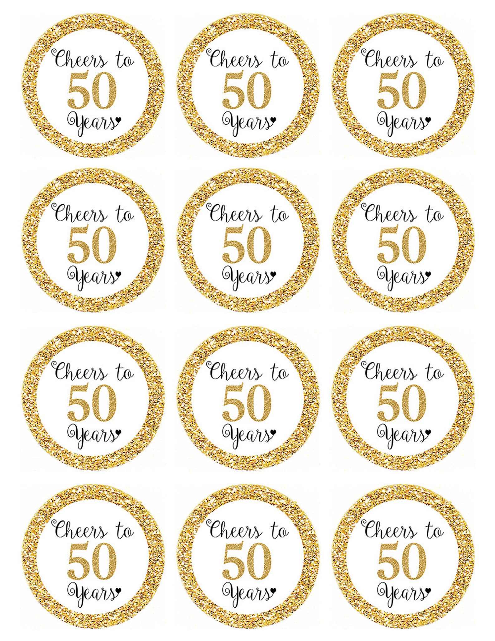Cheers to 50 Years Cupcake Toppers 50th Birthday Favor Tags Etsy