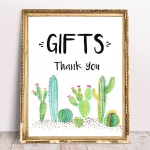 Cactus Geschenken Teken, Sappige Geschenken, Cactuskaarten en Geschenken, Afdrukbare Kaarten en Cadeaubord, Doucheborden, Geschenken Downloadbord, Fiesta Geschenken