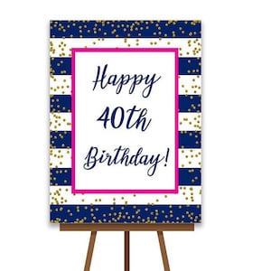 Happy 40th Birthday, Cheers to 40 Years, 8x10, 16x20, 40th Birthday Sign, 40th Anniversary Sign, Gold confetti Birthday Party Decoration