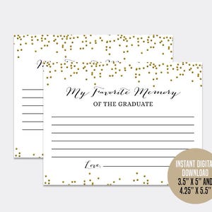 Gold My Favorite Memory Of The Graduate Cards, Printable Graduation, Memory,  Who Am I, Grad Party Activity, 2025 Keepsakes For Grad, Gift