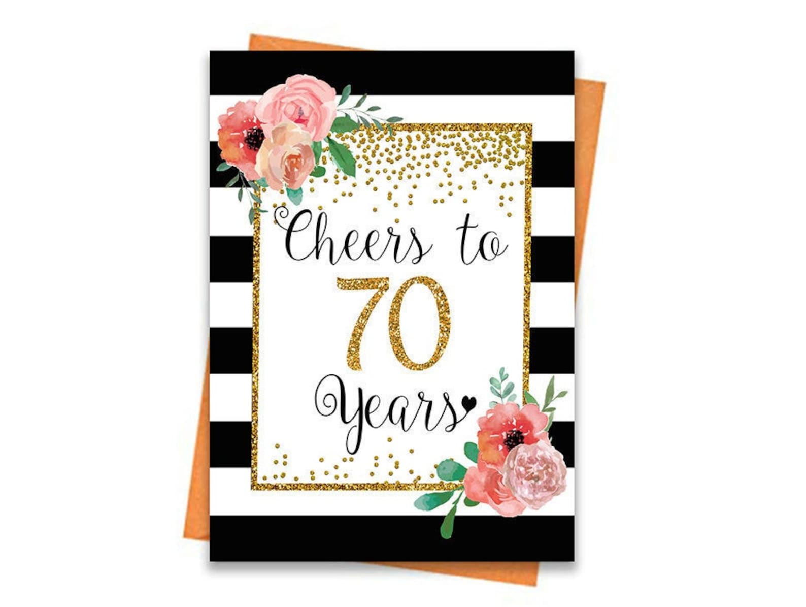 70th Birthday Card Printable Birthday Card Floral 70th - Etsy