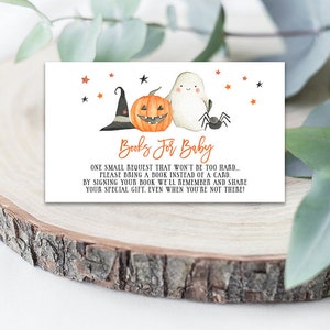 Halloween Book Request card, Halloween Baby Shower, Book Request Card, Bring a Book Insert, Fall Baby Shower, A little Boo is due, baby book