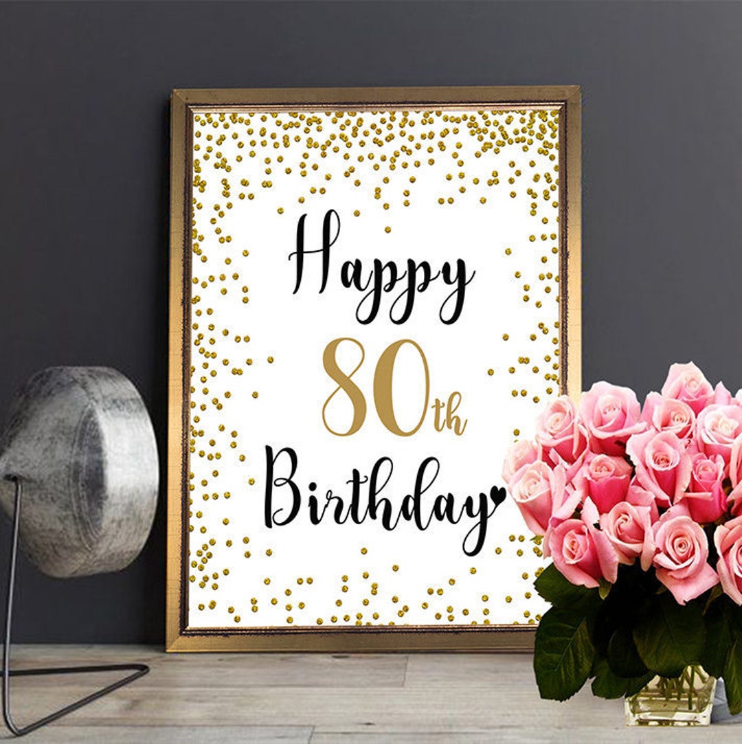 Happy 80th Birthday Cheers to 80 Years 80th Birthday Sign - Etsy
