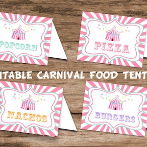 Editable Carnival Food Tent, Printable, Pink Circus Tent Template, Circus Birthday Decoration, Instant Carnival Party Decor,, Carnival Signs