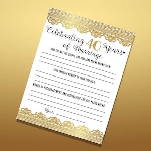 Folhas de festa de aniversário para impressão - Renda Dourada - 40º aniversário - Aniversário de ouro - Jogo de 40º aniversário de casamento, ouro 40º aniversário