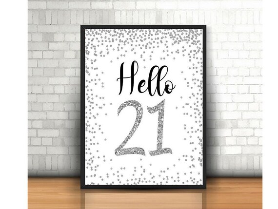 Digital INSTANT DOWNLOAD Faux Silver Confetti 21st Birthday Garland ...