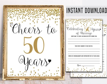 50th Wedding Anniversary Pack, 50th Anniversary Game, 50th Anniversary Activity Sheet, Cheers to 50 Years, Celebrating 50 Years of Marriage