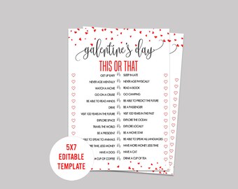 Editable Galentines Day This or That Game, Printable, Galentines Day Party Game, Adult Valentine Day Party Game, Ladies Night Game, Corjl