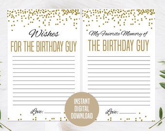 Mens Birthday Games Bundle, for Him, Birthday Party Games, Printable Adult Game Set, Wishes for the birthday guy, My Favorite memory of guy