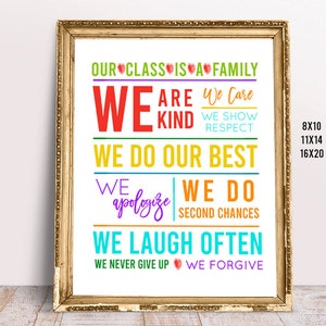 Back To School Schild, Unsere Klasse ist eine Familie Druckbare, Lehrer Bulletin Board, Klassenzimmer Dekoration, PNG Poster für das Klassenzimmer, Geschenk für Lehrer